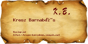 Kresz Barnabás névjegykártya